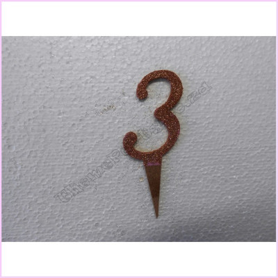 Cake Topper Glitter 8cm Wood Rose Gold 3