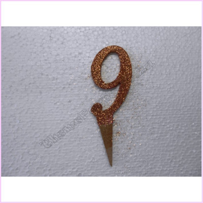 Cake Topper Glitter 8cm Wood Rose Gold 9