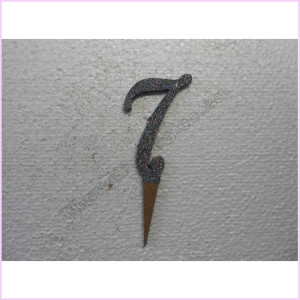 Cake Topper Glitter 8cm Wood Silver 7