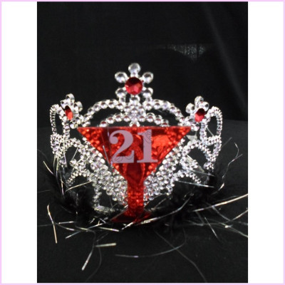 Tiara plastic silver with gem   fur 21st