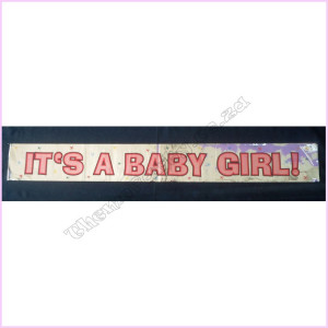 Banner Foil 1.7m It's A Baby Girl