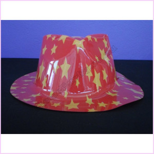 Trilby Hat Plastic Stars Red