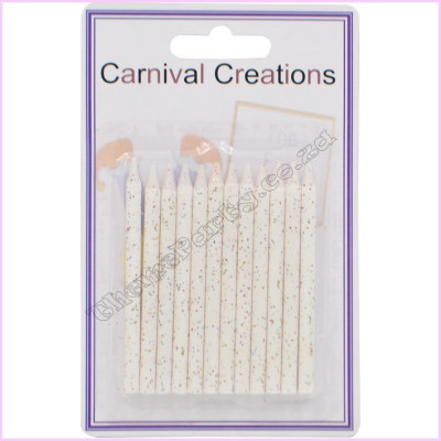 Candle White with glitter 7cm Pkt 12