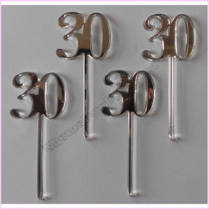 Cup Cake Topper Number Pkt 4 Silver 30 Cup Cake Topper Number Pkt 4 Silver 30