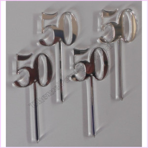 Cup Cake Topper Number Pkt 4 Silver 50 Cup Cake Topper Number Pkt 4 Silver 50