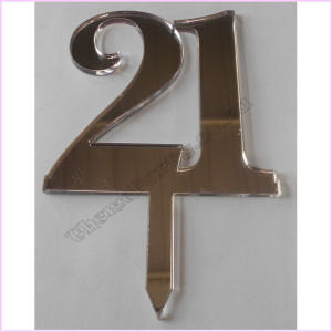 Cake Topper Number 10cm Silver 21