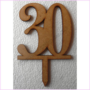 Cake Topper Number 10cm Wood 30