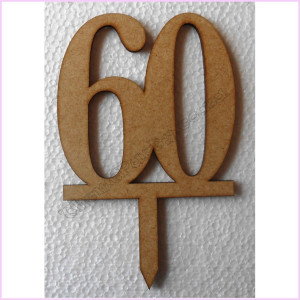 Cake Topper Number 10cm Wood 60