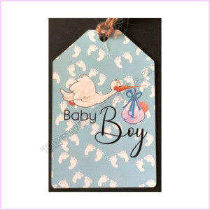 Gift Tag 7x10cm Stork Baby Boy Blue Gift Tag 7x10cm Stork Baby Boy Blue