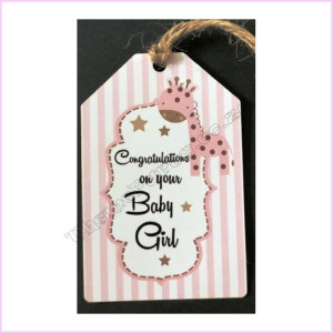 Gift Tag 7x10cm Congrats Baby Girl Pink Gift Tag 7x10cm Congrats Baby Girl Pink