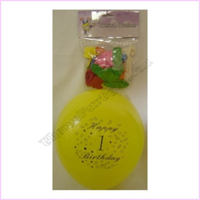Balloon 25cm Pkt 15 Asst 1st Birthday