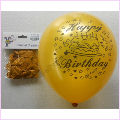 Balloons 25cm Pkt15 Happy Birthday Gold