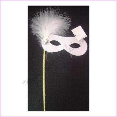 Eyemask on stick White   feather   Gem