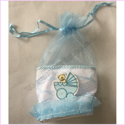 Baby Shower Teddy Organza Bag 6.5cm Blue