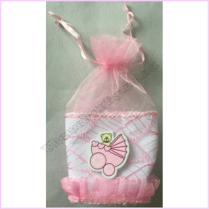 Baby Shower Teddy Organza Bag 6.5cm Pink