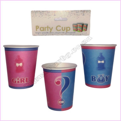 Baby Reveal Paper Cups 9cm Pkt 6