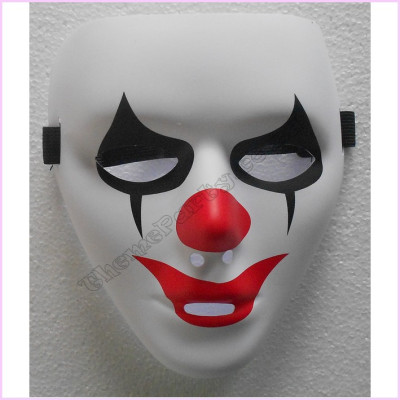 Full Face Plastic Mask White Clown