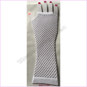 Gloves Fingerless Long White