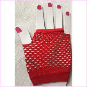 Gloves Fingerless Short Red