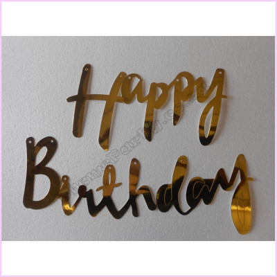 Banner 18cm x 2m Happy Birthday Gold